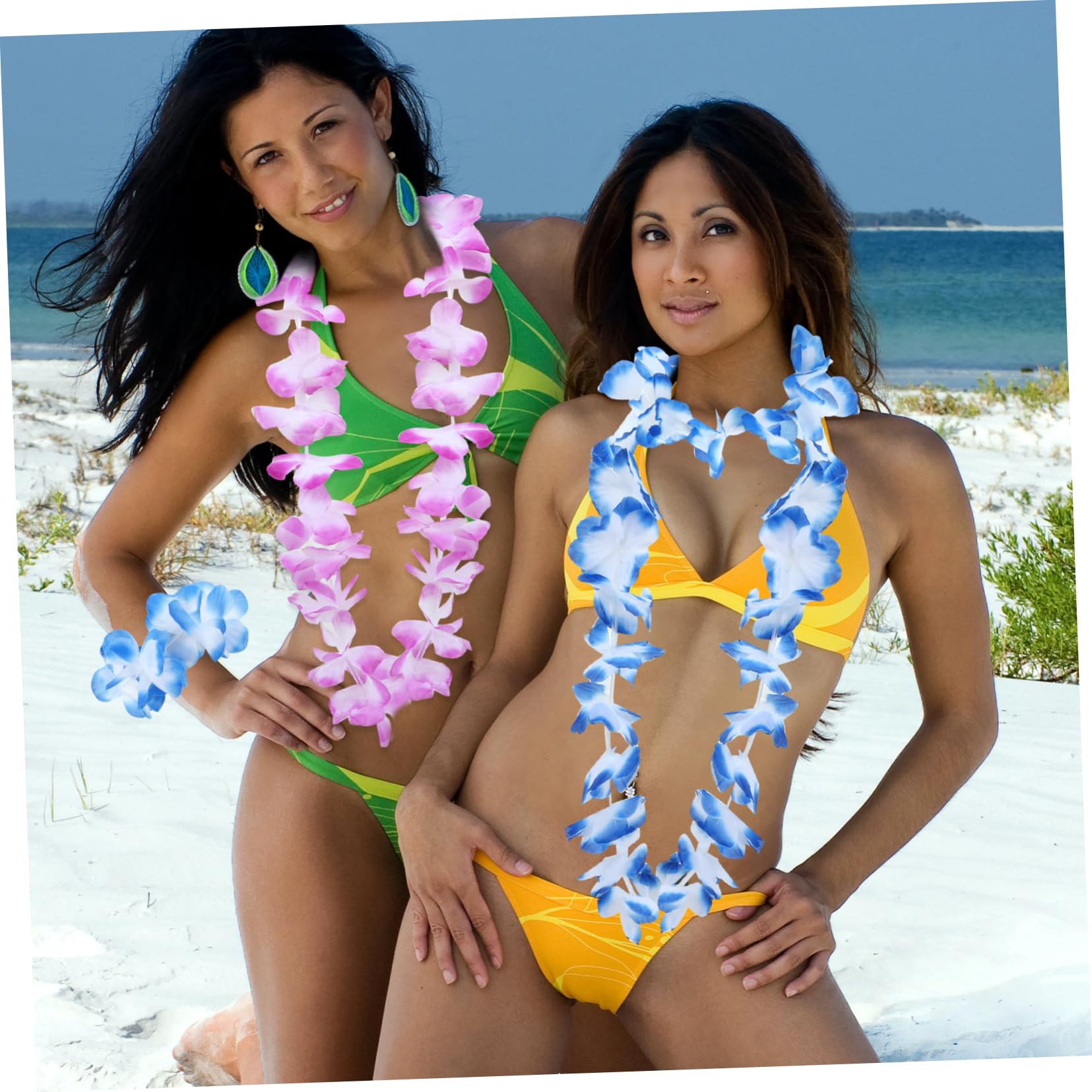 Sosoport 6juegos Conjunto de Fiesta Luau Falda de Hierba Hawaiana Collar y Pulsera Accesorios de Temática Tropical para Adultos para Fiestas de Playa