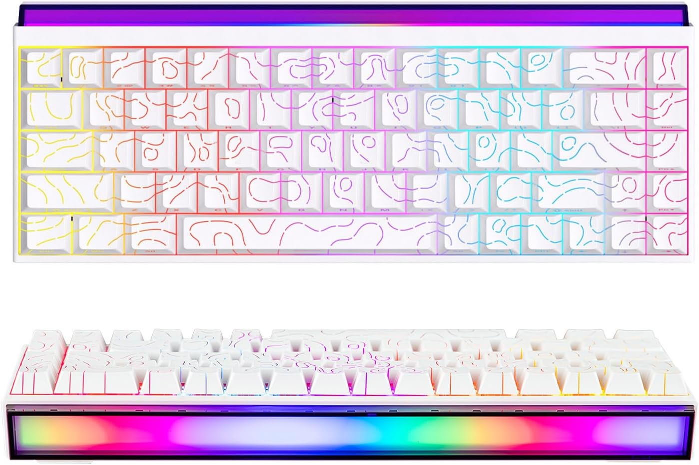 AJAZZ NK68 65% wired mechanical keyboard (white topographic) by MechLands