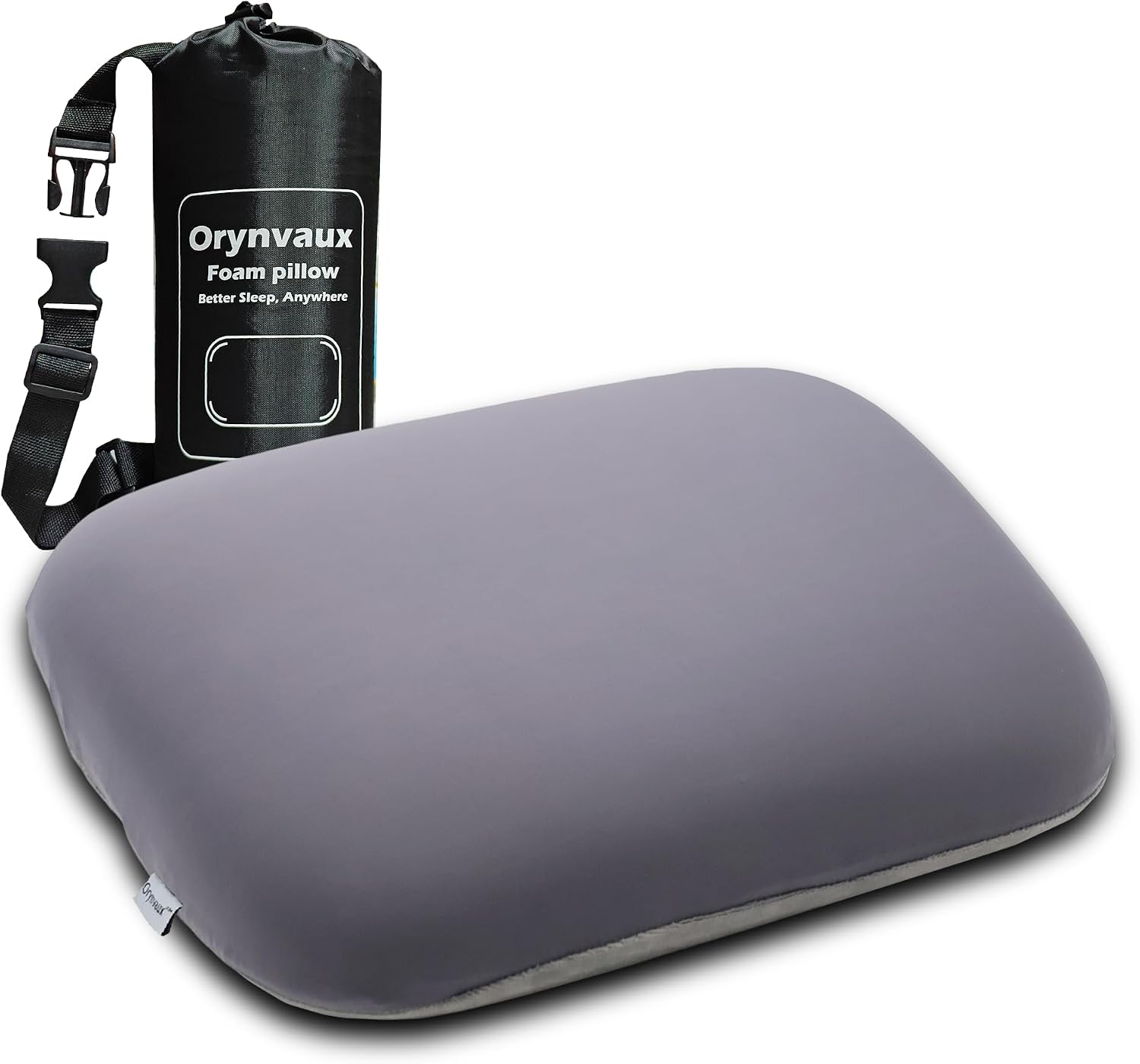 Small Travel Camping Pillow, Double-Sided Fabric Pillow with Adjustable Buckle Strap & Storage Bag, Compact Small Pillow for Airplane, Car Lumbar, Office, Washable Cover, Obsidian Black Small Travel Camping Pillow, Double-Sided Fabric Pillow with Adjustable Buckle Strap & Storage Bag, Compact Small Pillow for Airplane, Car Lumbar, Office, Washable Cover, Obsidian Black