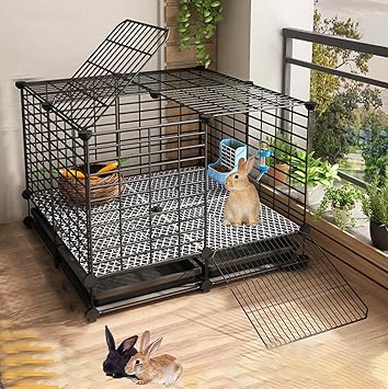 Amazon 大きい兎 ケージ家兎ケージヴィラスペシャルウサギケージ飼育ウサギフェンス組立簡単 掃除簡単ペット ゲージ うさぎ屋内移動可能なペット ケージdiyペットの生息地 Ywanwj 飼育ケージ 通販