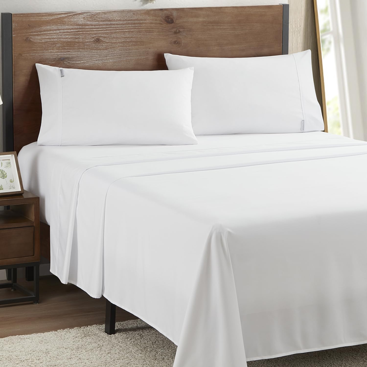 King Sheet Set Hotel Luxury Bed Sheets Premium 120GSM Microfiber Sheets Set 16" Deep Pocket Cooling Bedding Sheets & Pillowcases Sets White King Sheets 4 PC