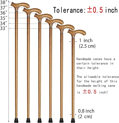 Miniatura 2 de Bastón de madera con 5 alturas para hombres y mujeres, bastón de madera hecho a mano con mango de agarre cómodo, ayuda de movilidad de apoyo para