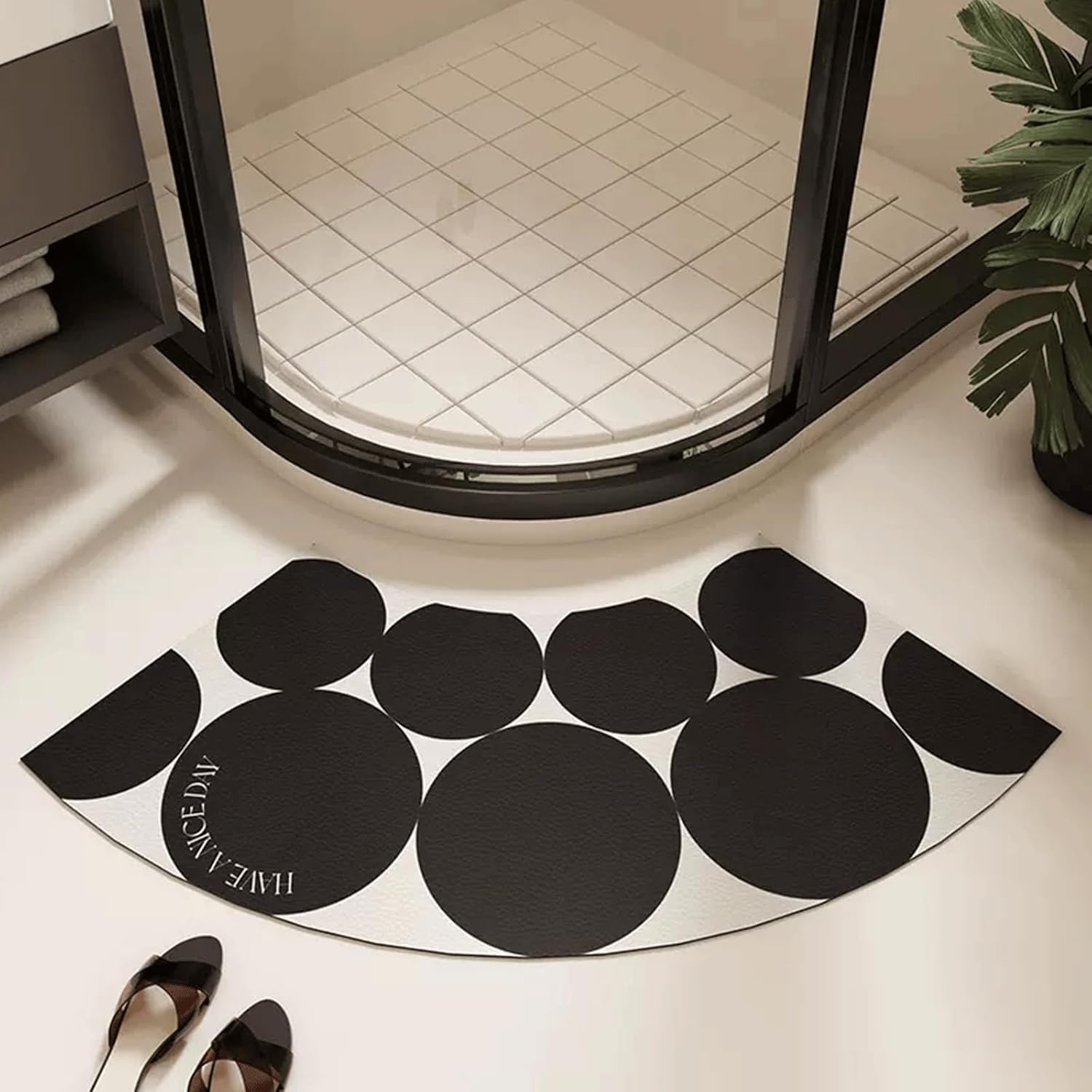 KRUPTI Non Slip Curved Bath Mat,Shower Mat Outside Shower