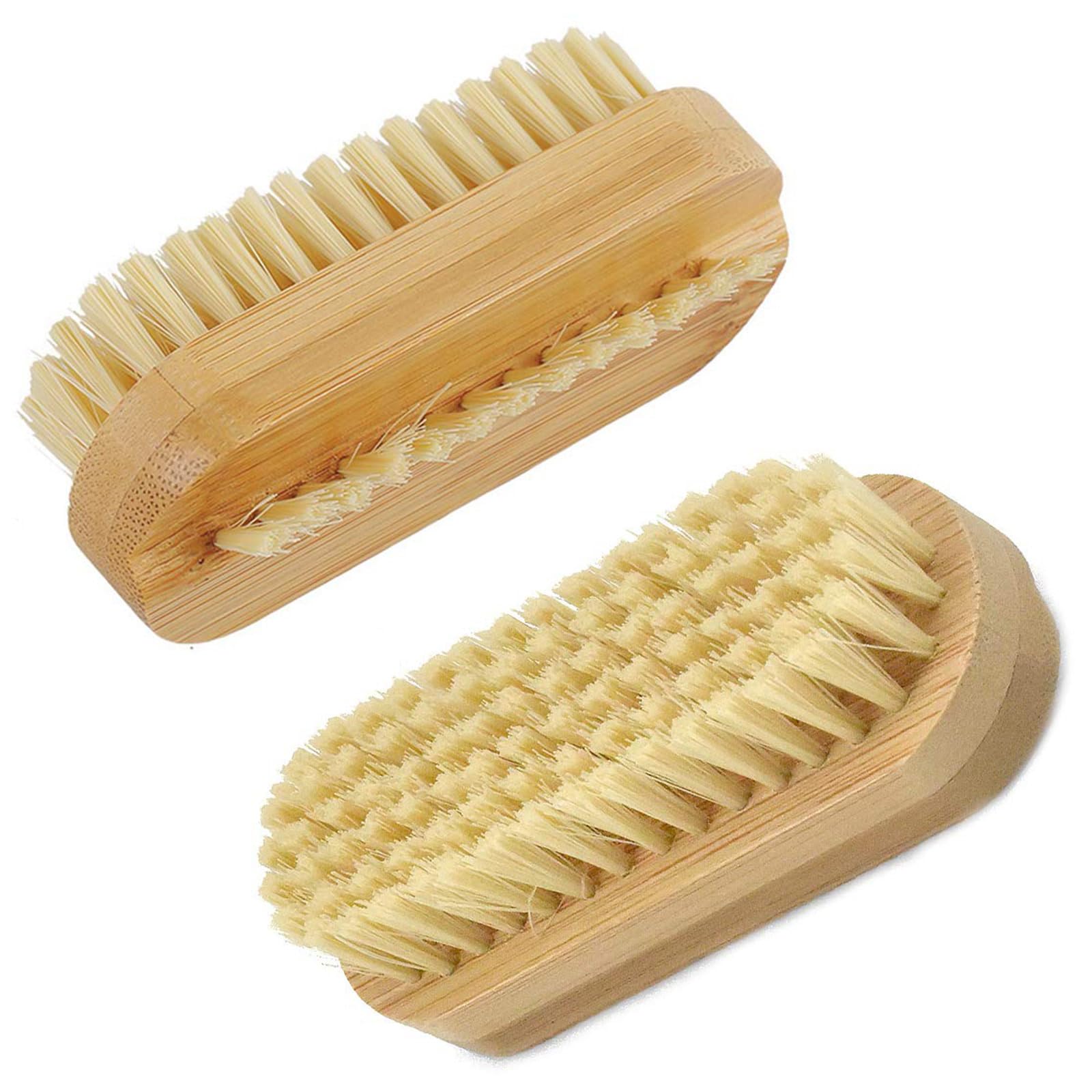 CVNRCLP Bamboo Nail Brush Set, 2-Piece Double-Sided Cleaning Brushes for Fingernails and Toenails