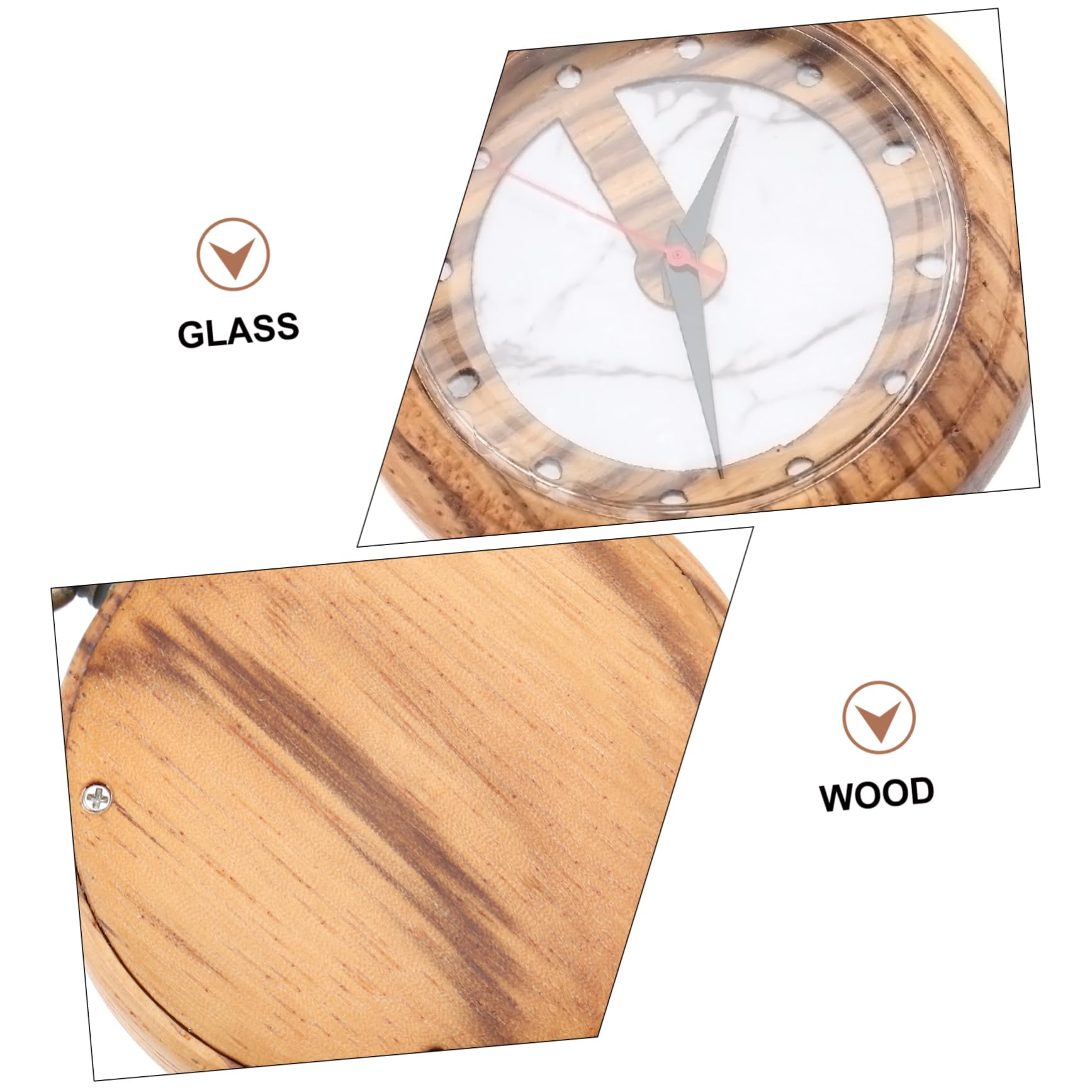 SHERCHPRY 2piezas Reloj De Bolsillo De Cuarzo Retro Cadena De Madera Reloj De Decoración Elegante para De Cumpleaños y