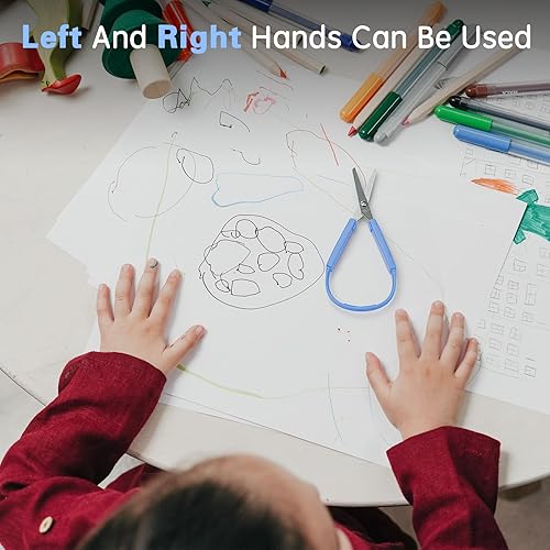 Miniatura 3 de Sokoweii Tijeras de bucle, diseño adaptativo, entrenamiento preescolar, mini tijeras para apretar, soporte zurdo, (3 piezas)