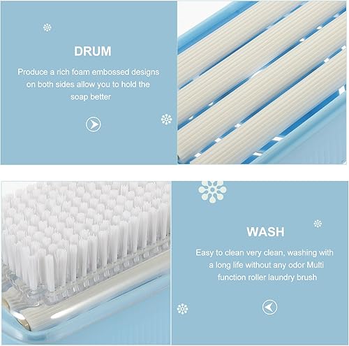 Miniatura 3 de Caja de jabón de viaje multifuncional con dispensador de espuma de rodillo para lavandería y baño, estuche de jabón azul cielo con cepillo para