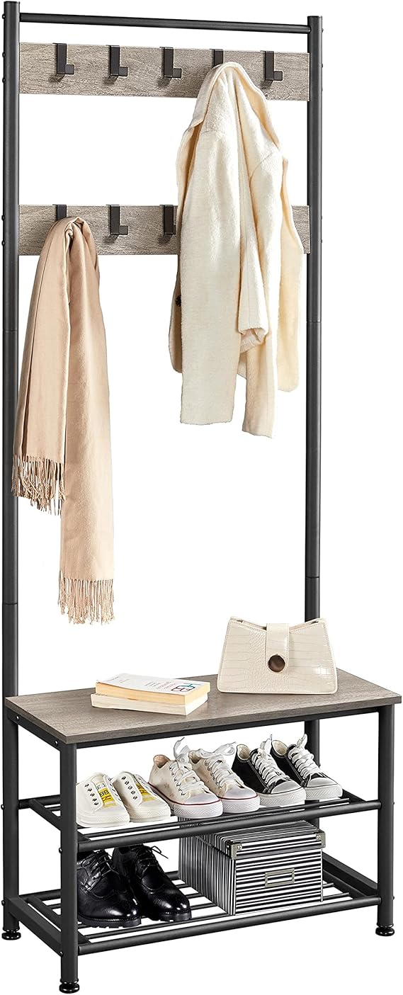 Yaheetech 3In1 Hall Tree Coat Rack with Shoe Storage