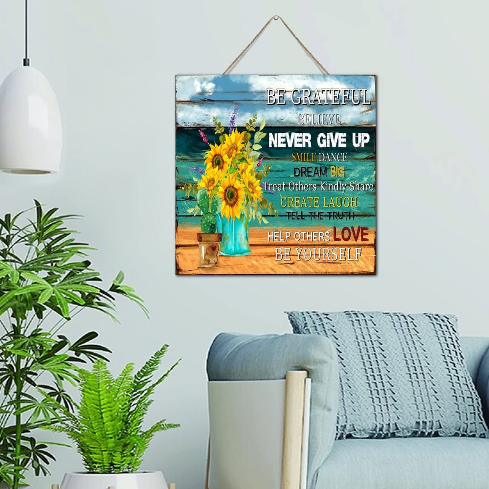 Plaque murale humoristique en bois avec palette de style retro chic pour salon 30x30 cm