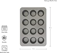 Vista 38 de KitchenAid Molde antiadherente de acero aluminizado para magdalenas de 12 tazas, color plateado