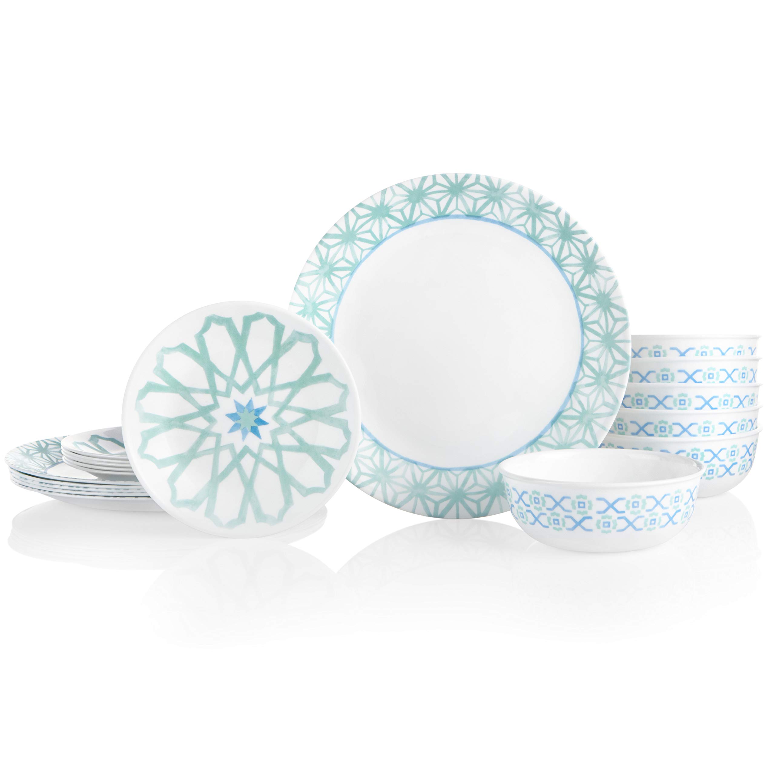 The Pioneer Woman By Corelle 12Piece Dinnerware Set, Evie, Teal