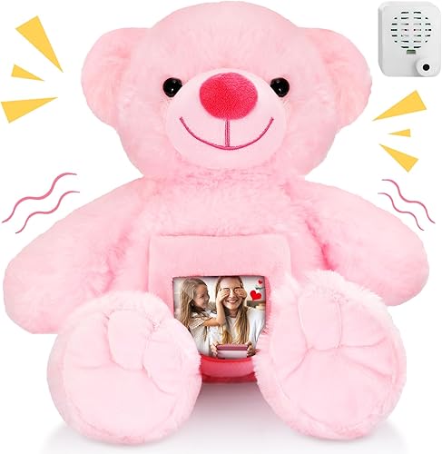 Oso con recuerdo de grabación de voz con mensajes grabables con imágenes, juguete conmemorativo para baby shower, regalo de cumpleaños, regalos de
