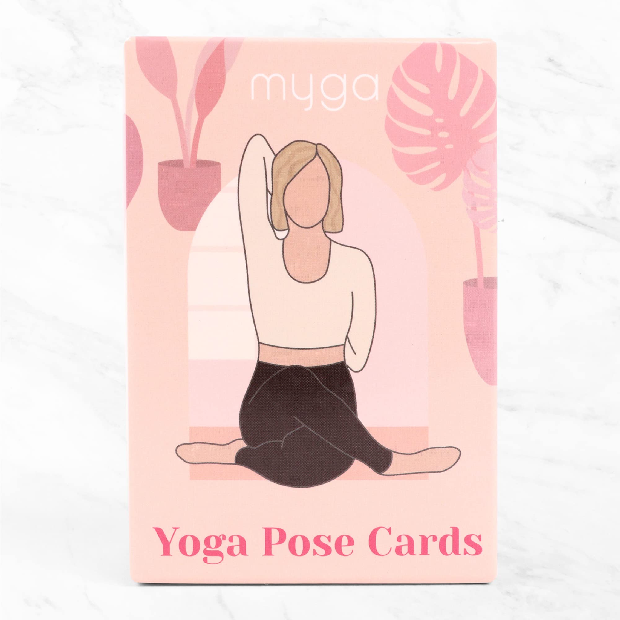 Myga Lot de 70 cartes d'exercices pour yoga, fitness et séquençage – Mini cartes de yoga avec noms en sanskrit pour débutants et avancés – Taille compacte pour la maison, la salle de sport, les