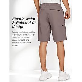 PULI Men\'s Golf Shorts 10 Inseam Casual Stretch Quick Dry Lightweight with Pockets for Hiking Sports Mocha 32