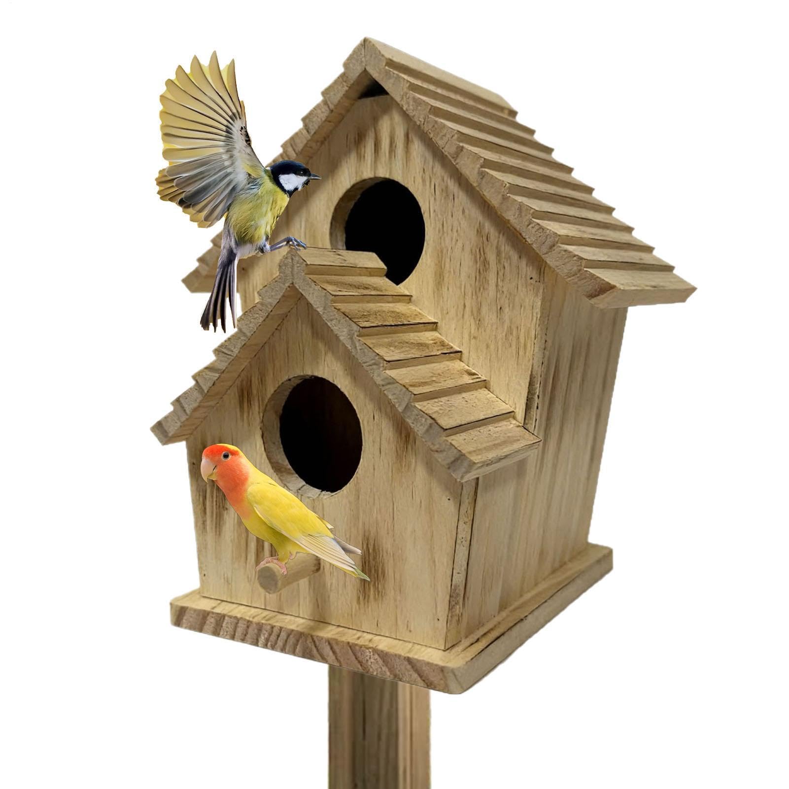 Nichoir oiseaux bois avec mangeoire abri moineau extérieur jardin volière portative pour terrasse