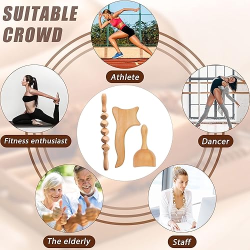 Miniatura 7 de Bipily Herramientas de masaje de terapia de madera Masaje que ahuecan la terapia establece herramientas de escultura de madera para el masaje