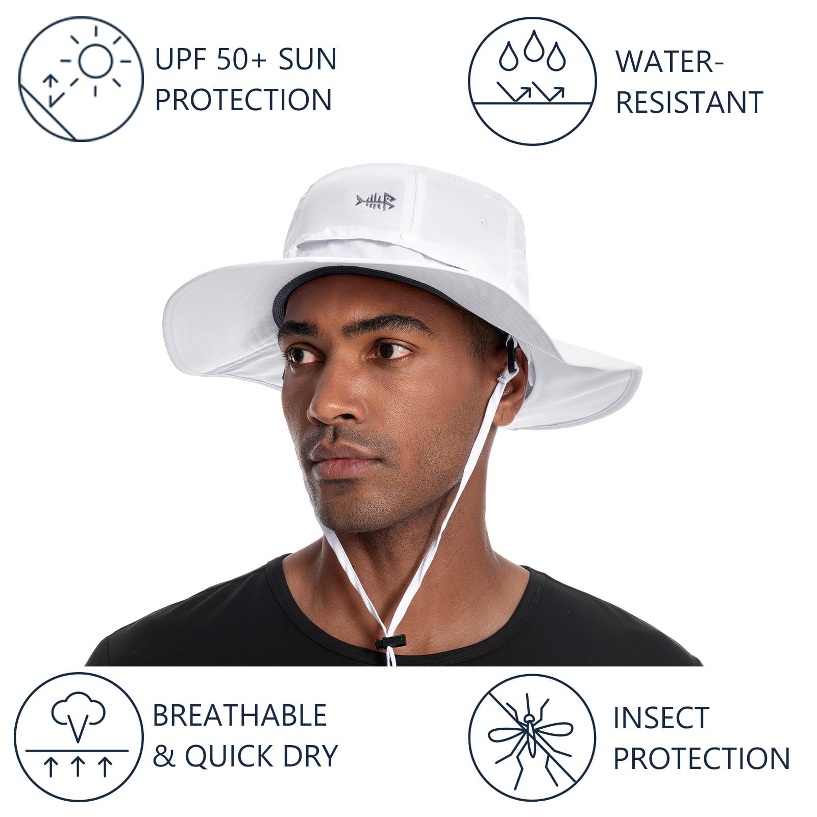 Bassdash UPF 50+ Sombrero para el Sol con mosquitera Oculta y Solapa para el Cuello para Hombres Mujeres al Aire Libre Pesca Senderismo Camping