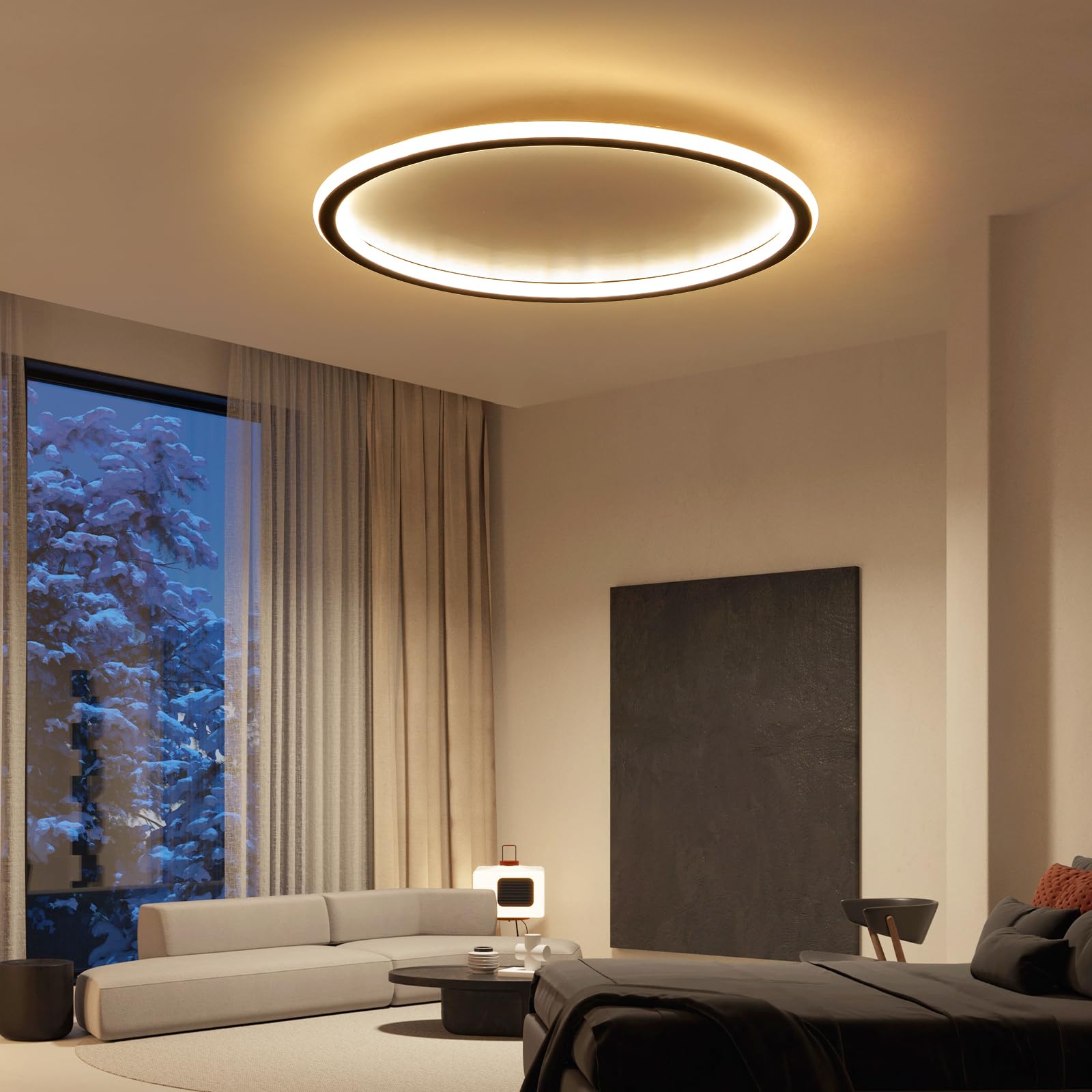 Mikeru Lampada da soffitto 3000 K, 40 cm, rotonda, illuminazione da soffitto a LED, luce bianca calda, lampada da soffitto, senza telecomando, per soggiorno, corridoio, camera da letto