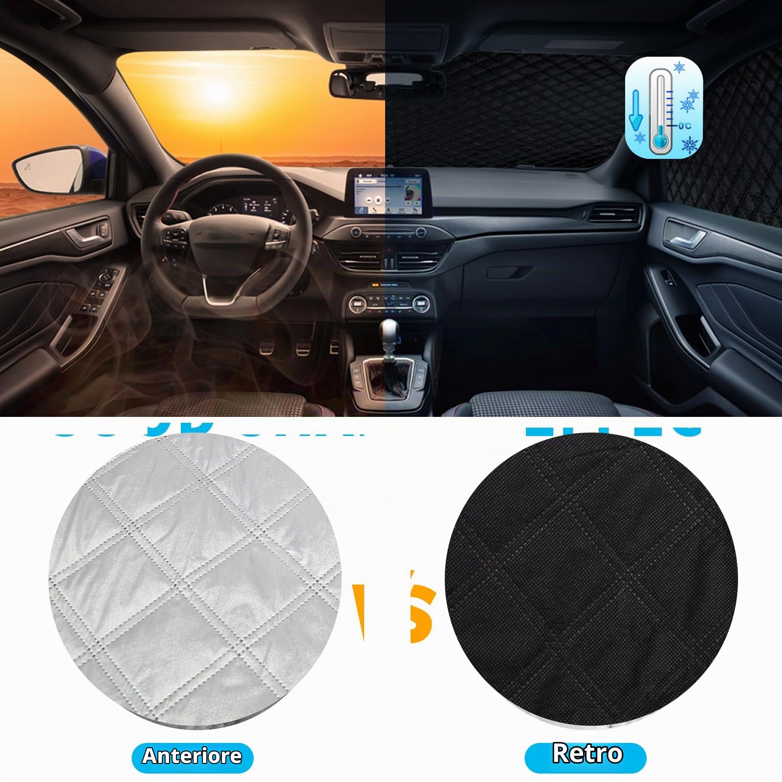Copertura per parabrezza compatibile con Renault Master 2010-2025, Argentato Anteriore Parasole per Finestrino, Blocca I Raggi UV, Protegge da Vento e Intemperie, Mantiene Il Veicolo Fresco | parabrezza argentato, blocca i raggi UV, resistente alle intemp