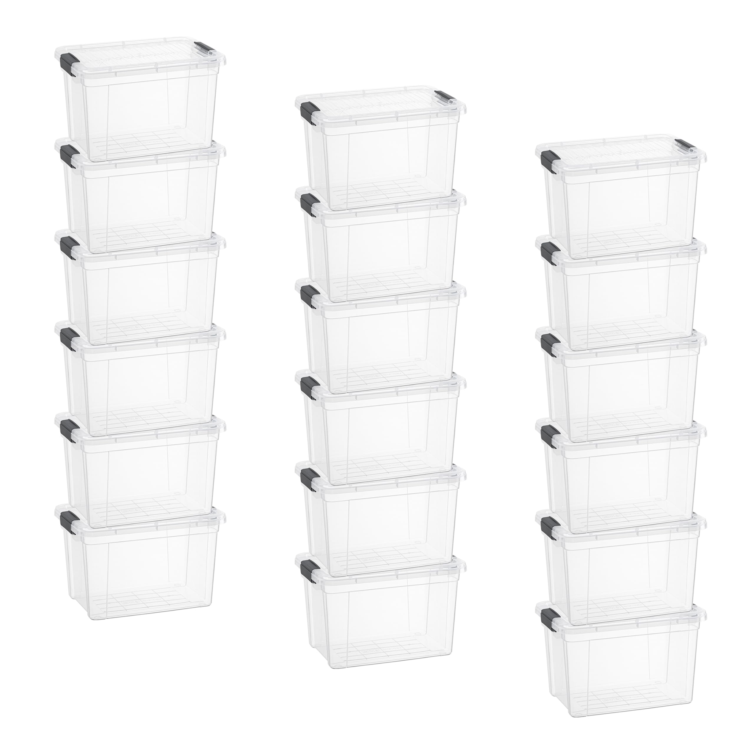 Superio 2.5 Quart Clear Plastic Storage Boxes with Lids, Stackable Organizer Containers, BPA-Free Storage Bins for Home, Office, School &amp; Dorm, 18 Pack