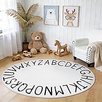 Vista 21 de Topotdor Alfombra redonda de juego para niños, del alfabeto, alfombra de área para guardería, alfombra de juego extra grande y suave para dormitorio