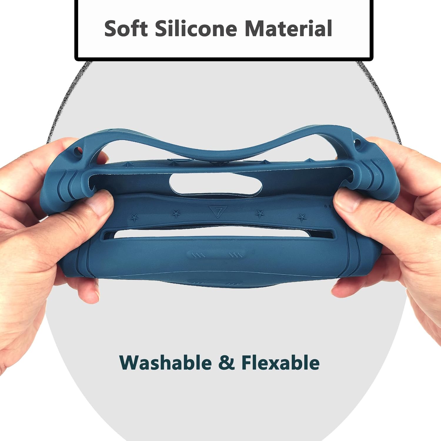 JCHPINE Silicone Cover and Hard Carrying Case for JBL Flip 7 Portable Speaker, Carrier Accessories for JBL Flip 7 Silicone Case with Handle and Shoulder Strap (Blue) - Image 6