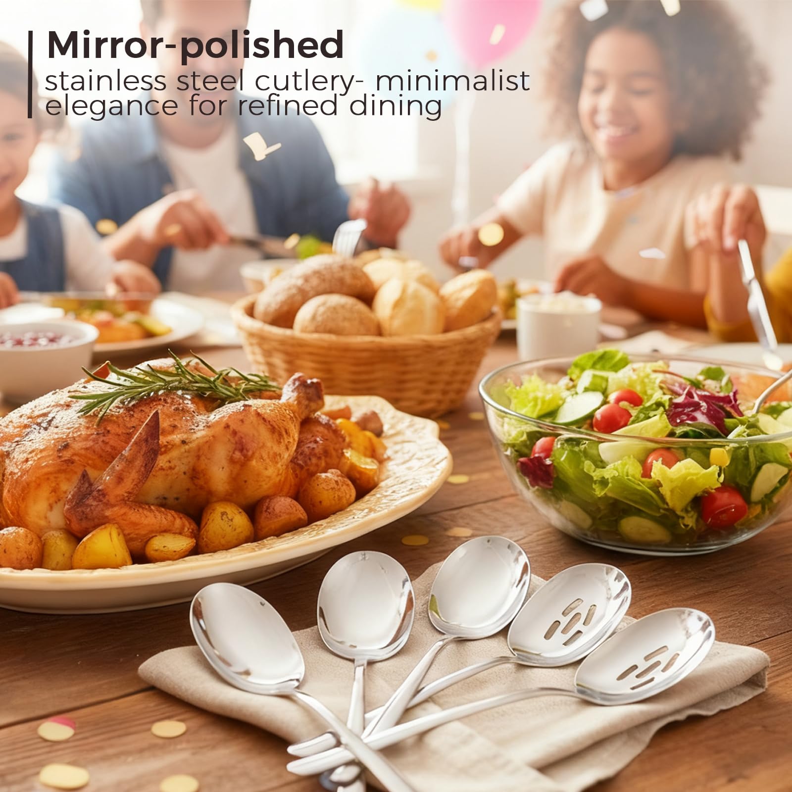 Extra große Servierlöffel, 12 Stück, 29 cm, lebensmittelecht, 18/8 Edelstahl, Servierlöffel für Buffet, Besteck-Set, Servierutensilien für Catering, spülmaschinenfest, hochglanzpoliert
