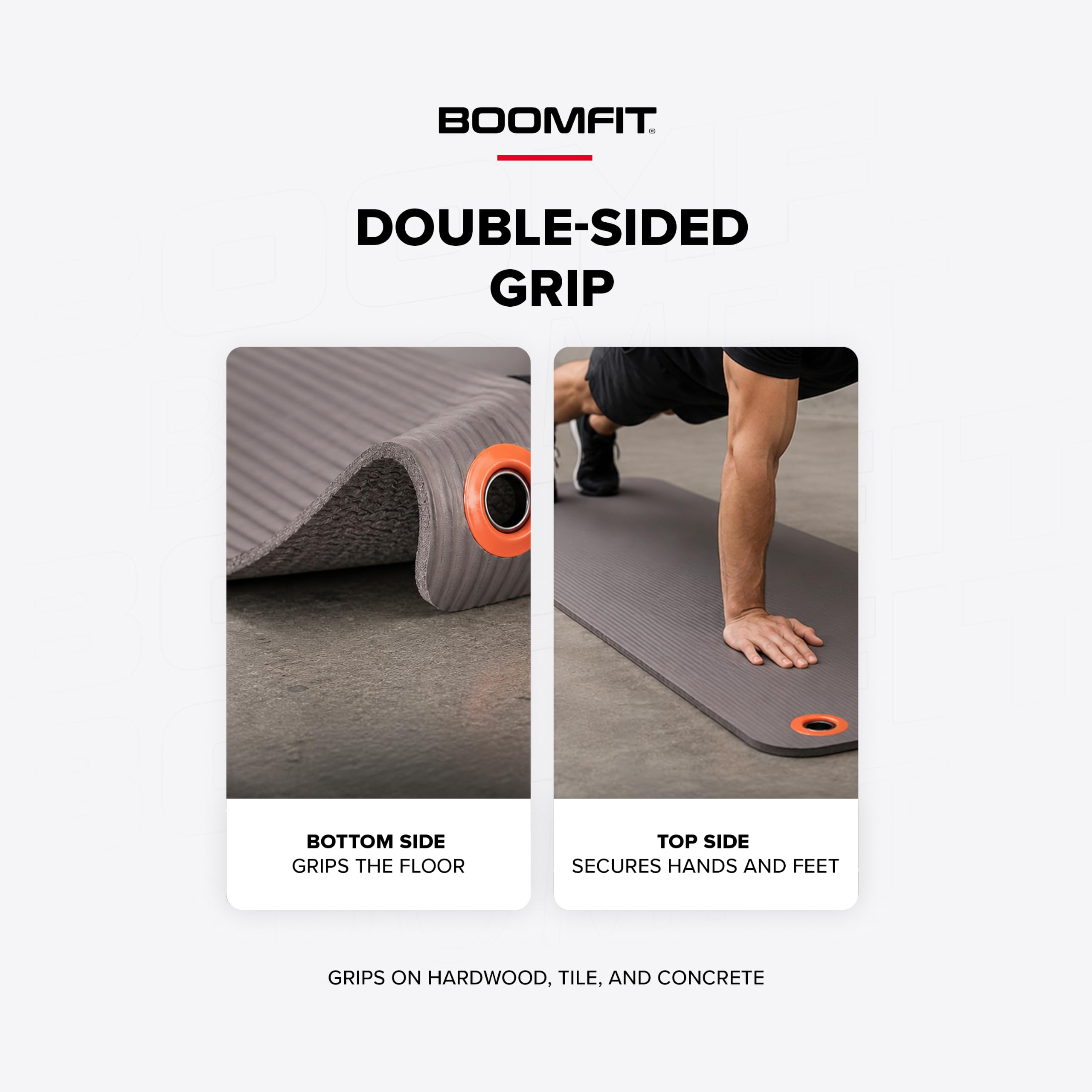 BOOMFIT Yogamatte & Pilatesmatte NBR rutschfest gepolstert mit Tragegurt