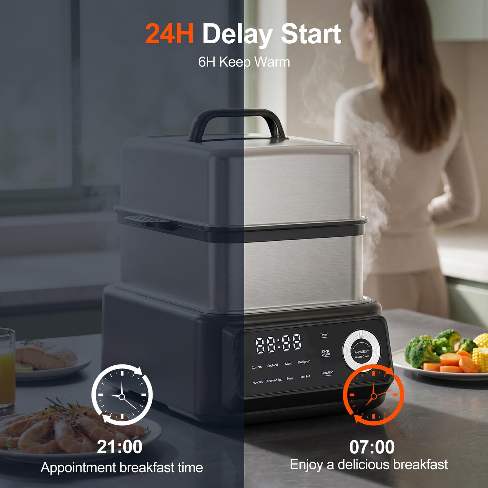 Elektryczny multicooker 1400W z podwójnym parowarem i stalą nierdzewną 304 klasy spożywczej do domowych posiłków