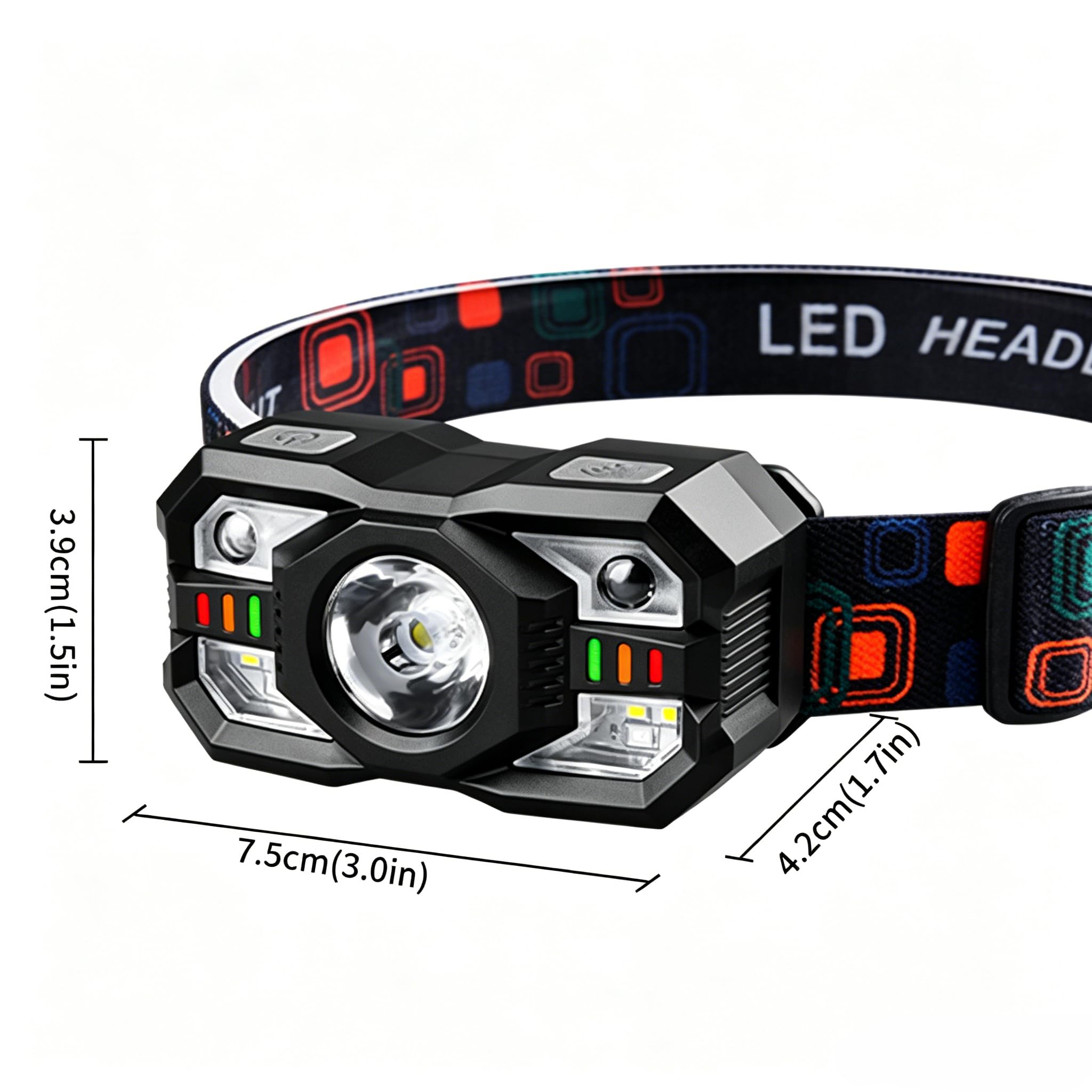 XLENTGEN Lampada frontale ricaricabile a LED, 5 modalità, 500 lumen, ultra luminosa, con sensore di movimento, ideale per campeggio, pesca, corsa e caccia, confezione da 2