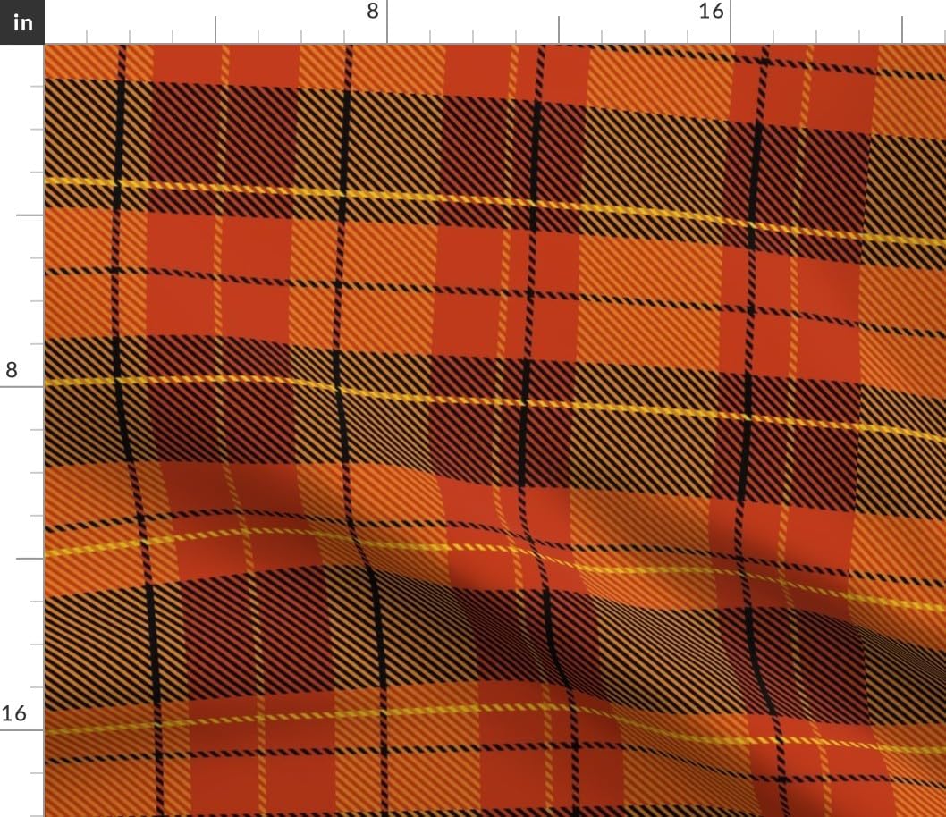 Spoonflower Fabric - Retro Plaid Seventies 1970S Vintage Warm Colors Earth Tones Orange Printed on Petal Cotton Fabric Fat Quarter - Sewing Quilting Apparel Crafts Decor