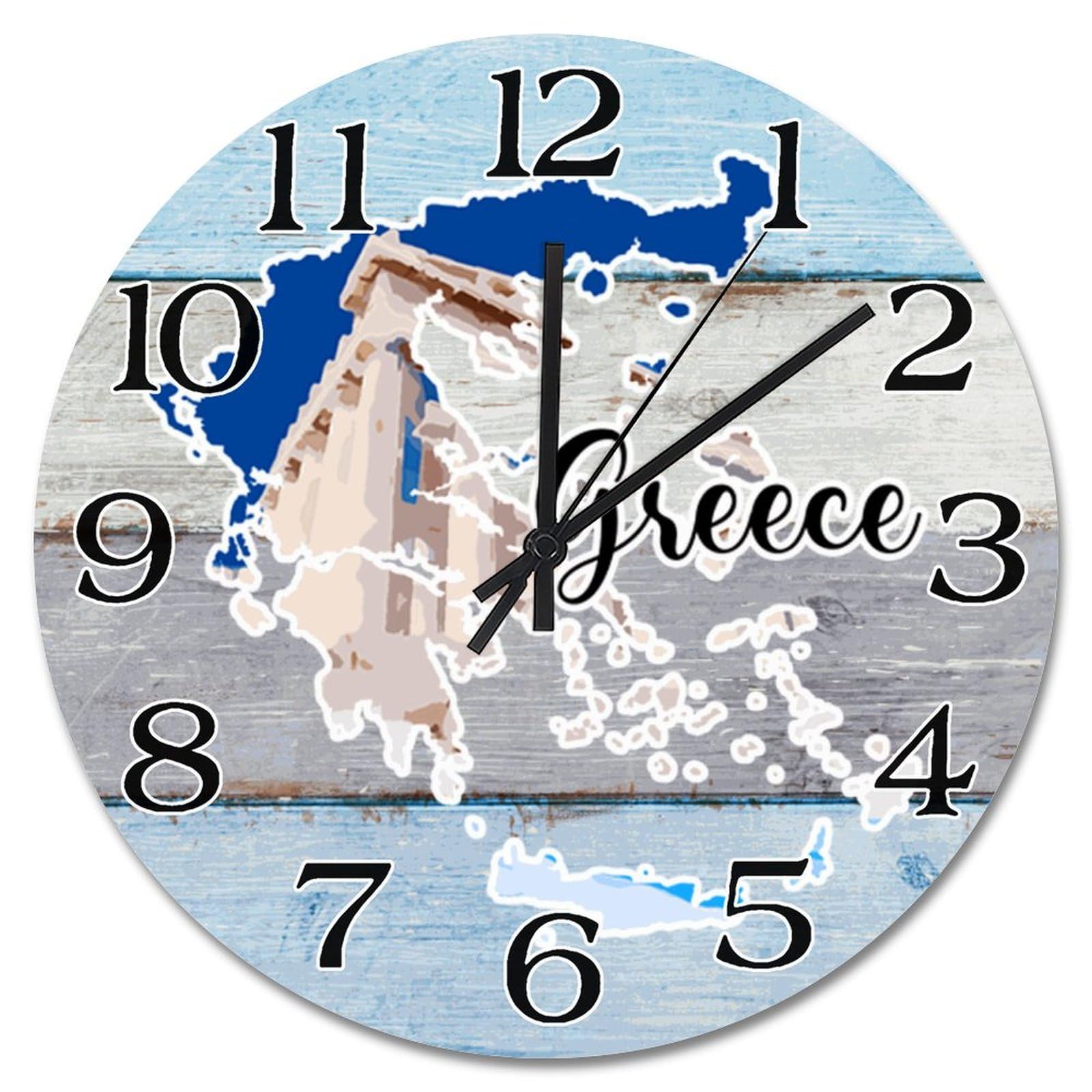 Horloge murale en bois Grèce 30,5 cm design moderne à pile