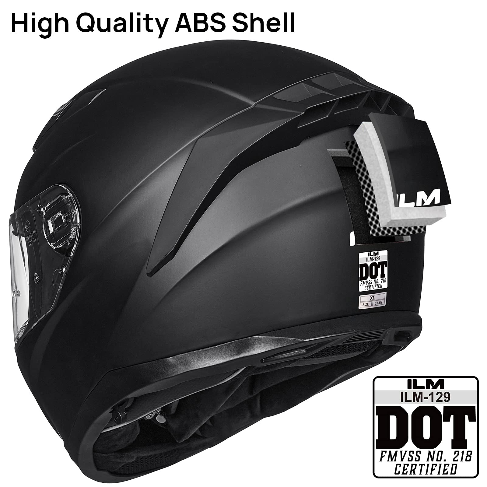 ILM Motorcycle Snowmobile Full Face Helmet Pinlock Insert Anti-Fog Dual Visor Motocross ATV Casco for Men Women DOT