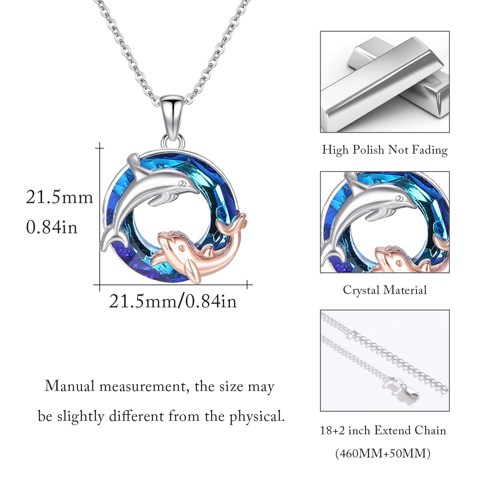 Cuoka Collana con delfino in argento Sterling 925 Ocean Amicizia Bff collana animale pesce gioielli festa della mamma regali per le donne ciondolo
