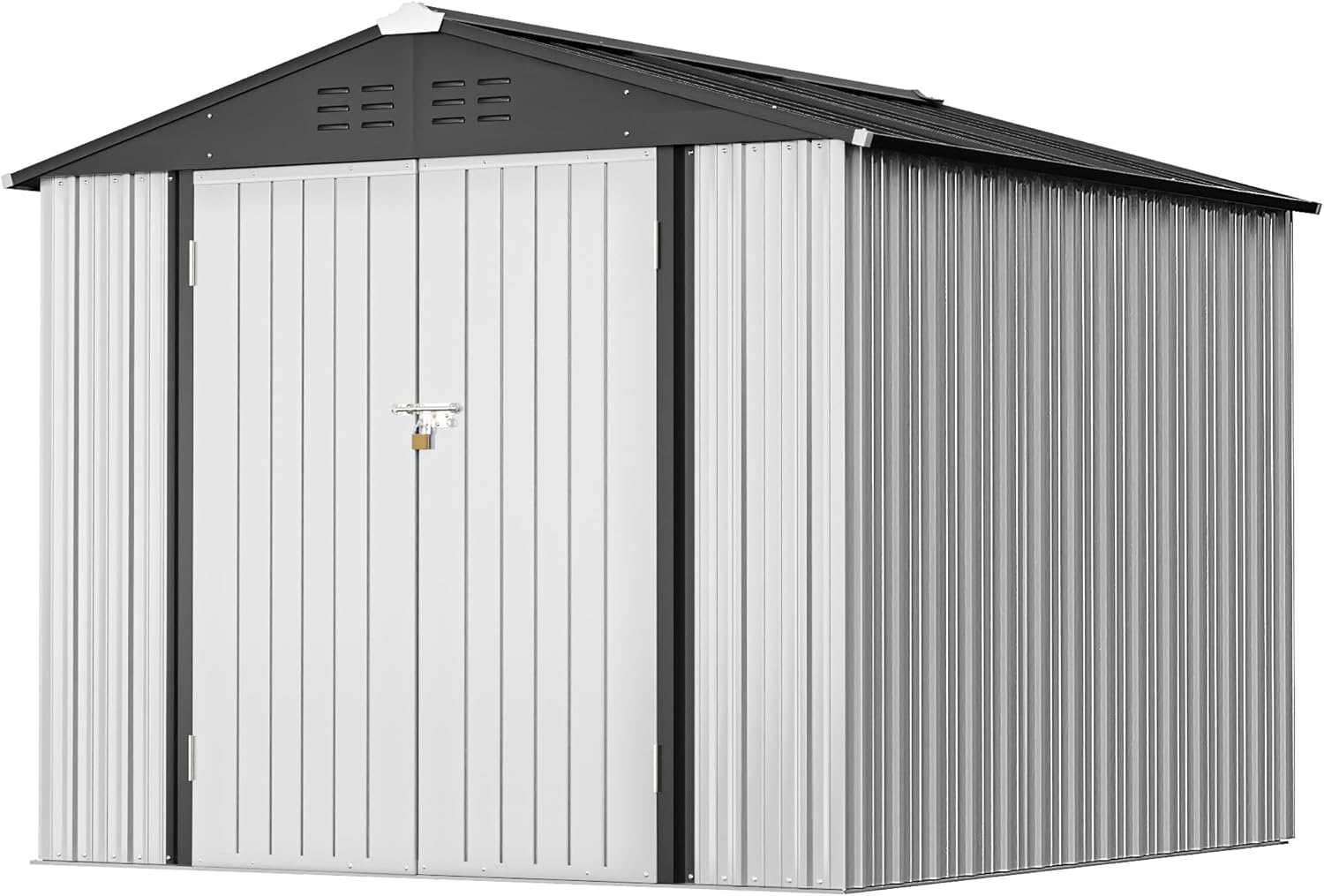 Greesum 8x6FT Outdoor Storage Shed Utility Tool Shed, White