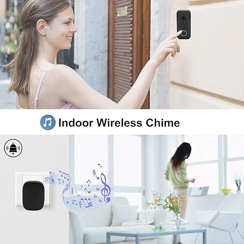 Miniatura 8 de Zyyini Cámara de timbre, cámara de timbre de 1080P con cable menos compatible con conexión de red wi fi de 2.4G, conversión de voz, conversación de