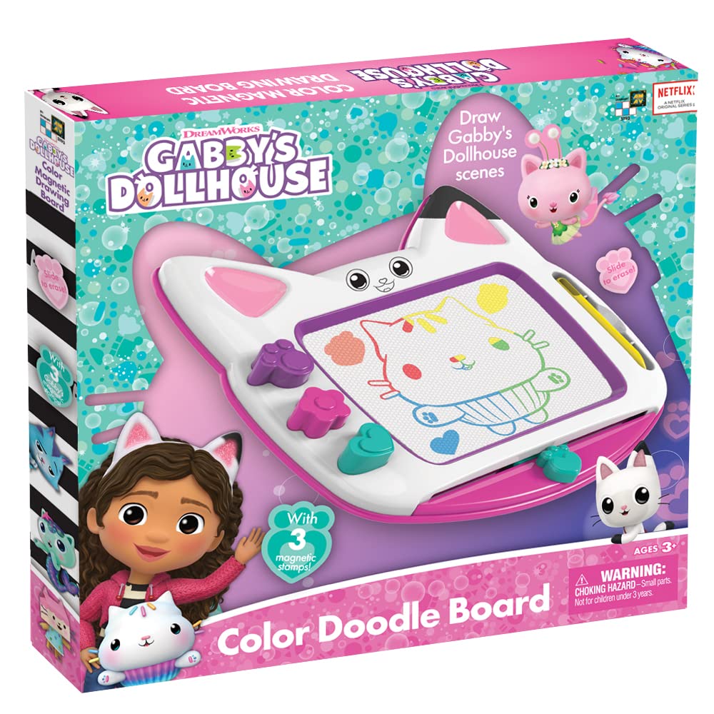 Cefa Toys - tablica magnetyczna Gabby Doll House, zawiera 3 różne tampony, długopis i szybka gumka w zestawie z deską rozdzielczą, odpowiednie dla dzieci do 3 lat