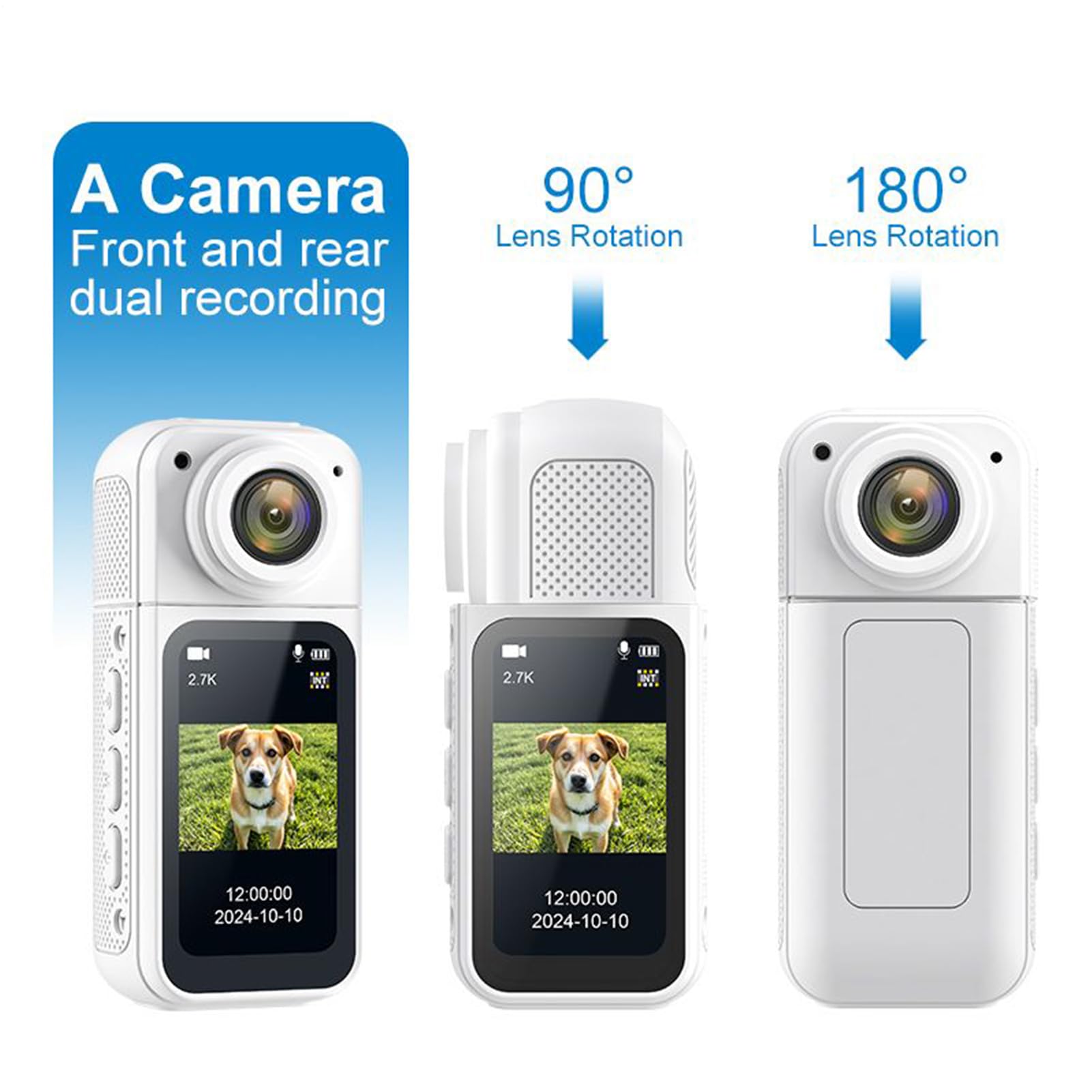 Generico Videocamera A Pollice Telecamera Indossabile Compatta | Videocamera Portatile Senza Mani Per Sport, Bambini, Animali Domestici, Ciclismo e Famiglia