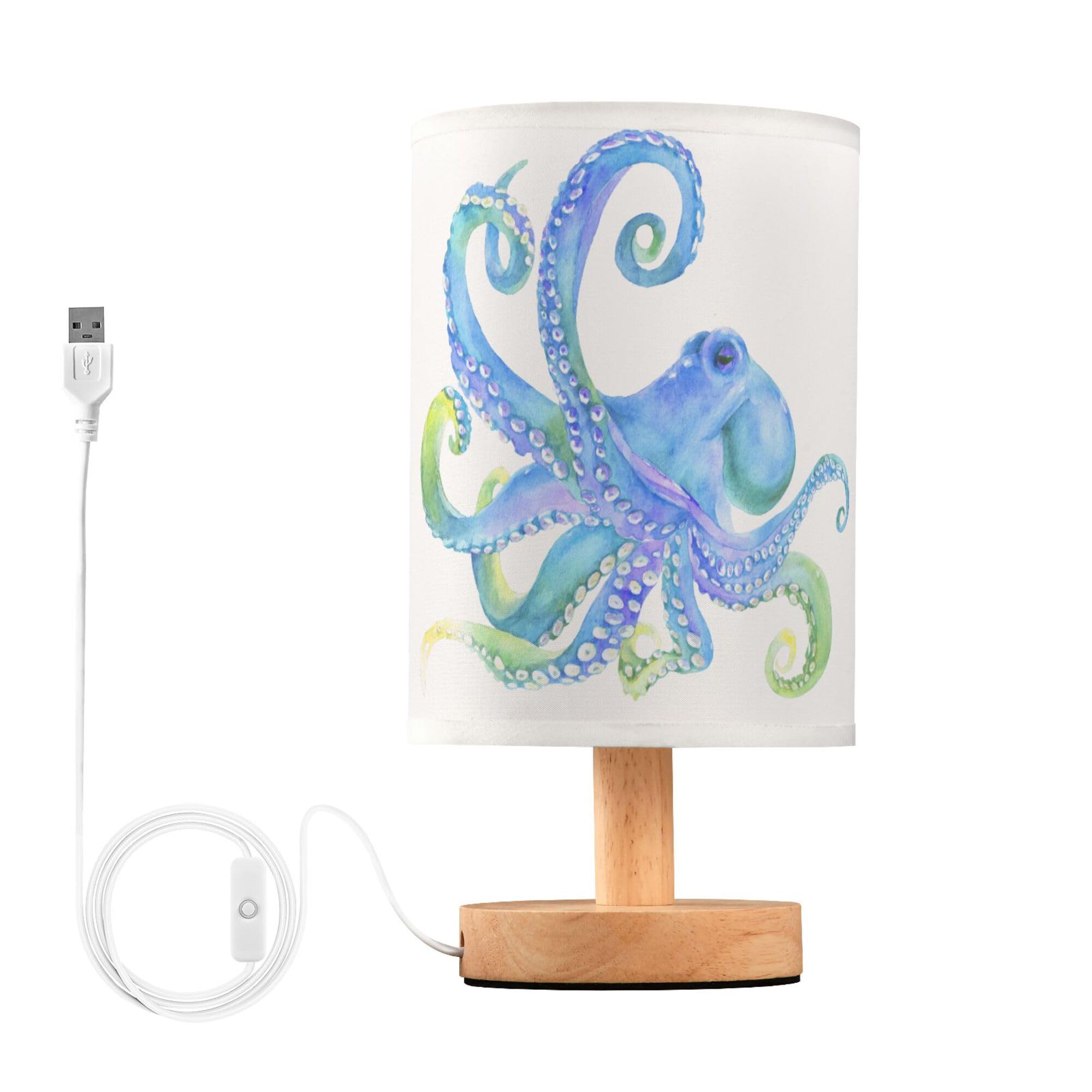YYZZH Watercolor Octopus with Tentacle Blue Purple Pastel Color