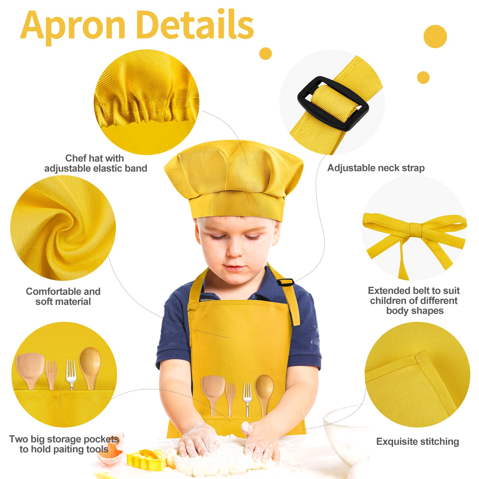 Morcheiong Kids Chef Hat and Apron Set - Image 3