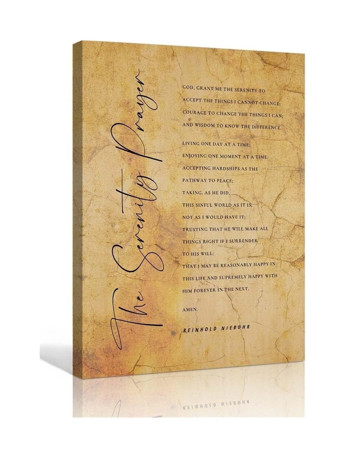 SSOPTMCB Inspirational Christian Gift The Serenity Prayer Vintage Bible Verse Canvas Print Wall-Art for Home(Framed,12x18inch(30x45cm))