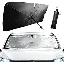 Sun Protection Car Windscreen 140 x 80 cm Car Parasol Windscreen Foldable Sun Protection for Car UV Protection and Heat Car Windscreen Parasol for Most Cars SUVs