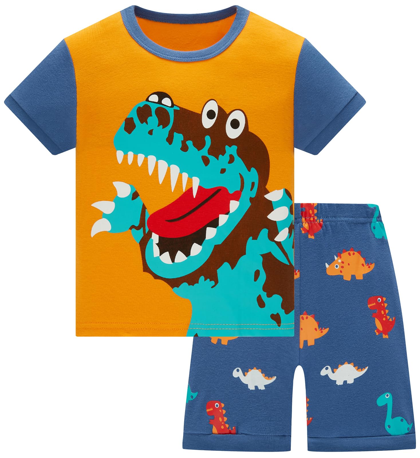 TEDD Pijamas Niño Verano Dinosaurio Algodon Infantil Manga Corta Ropa a Juego Conjunto Edad 1-12 Años