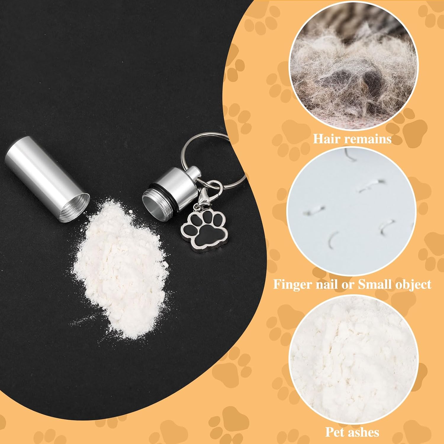 4 Pcs Pet Urns Keychain Ashes Keepsake with 4 Paw Shape Urn Pendant image 4