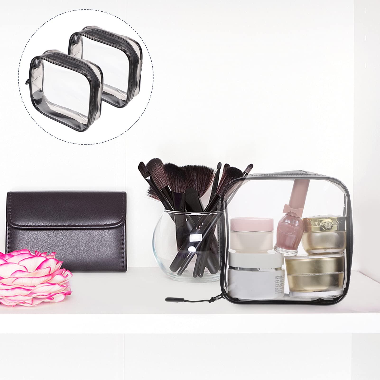POPETPOP 8pezzi Borsa Sacchetti Viaggio Trasparenti Per Organizzatori Maneggevoli Per Make-up e Accessori Per Trasporto Liquidi e Toiletry