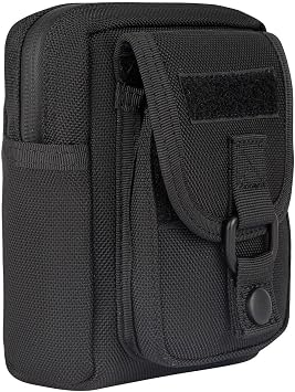 Compact Utility Duty Belt Pouch, Multipurpose Tactical Molle Belt Pouches Utility EDC Tool Pouch Bag Small Vertical Modular Pouches Mini Slim Waist Bag Outdoor Camping Hiking Organizer, Black