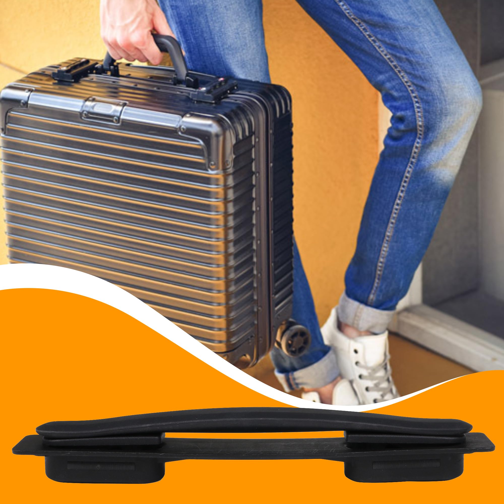 Manico Di Ricambio Per Valigia Mxfans 15 Cm – Cinghia Flessibile In Plastica Nera Con Viti, Per Riparazione Bagagli