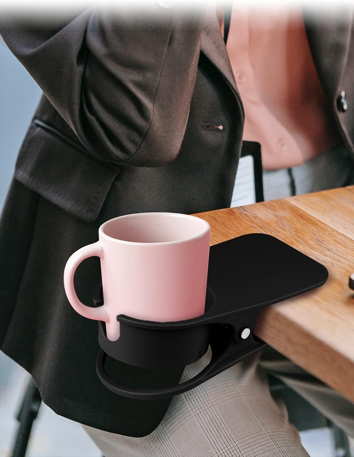1PCS Clip on Drink Holder for Beach Chair, Desk Cup Holder with Groove image 5
