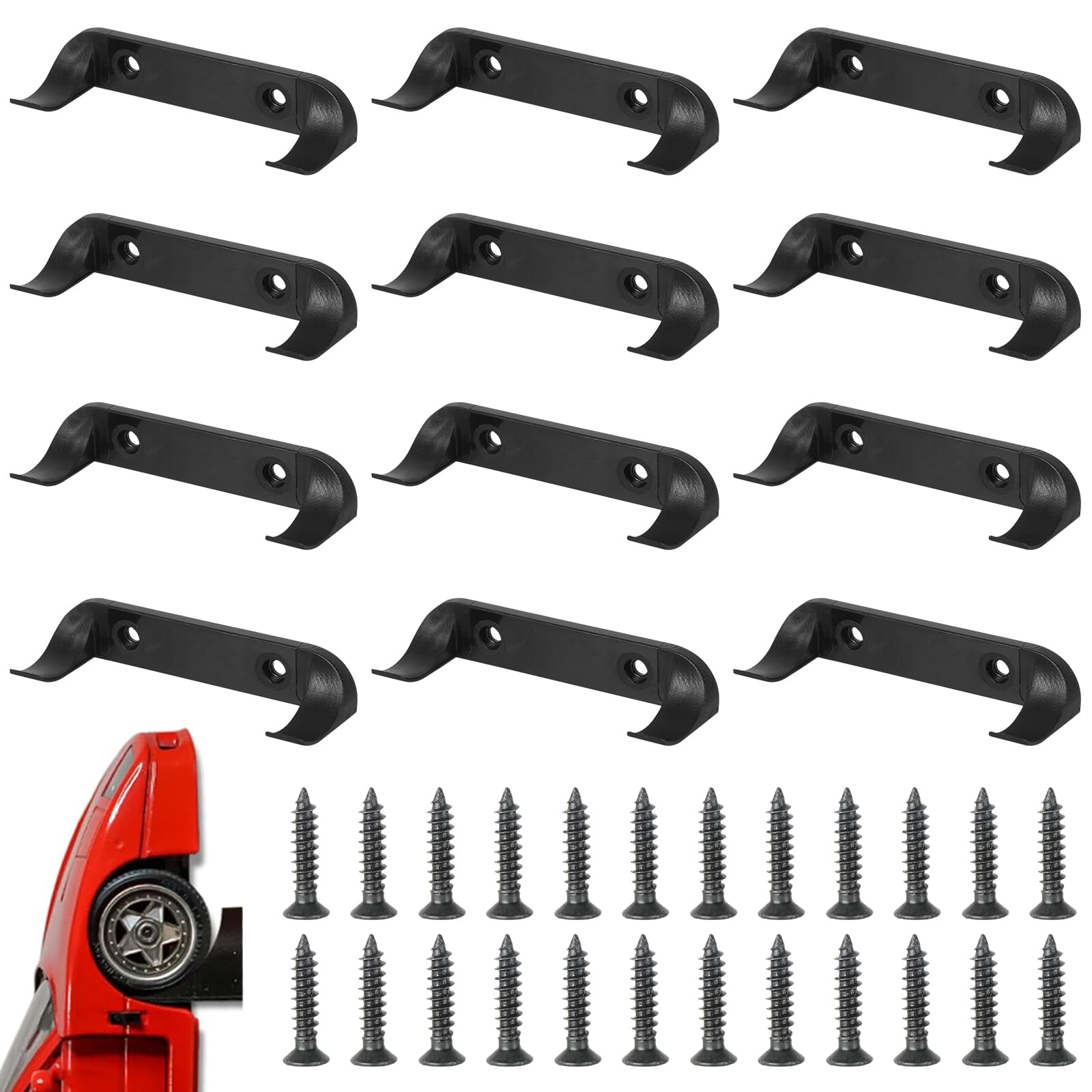 Car Model Wall Mount Bracket, 12 Pcs Vertical Model Car Stand Shelf with 24 Screw