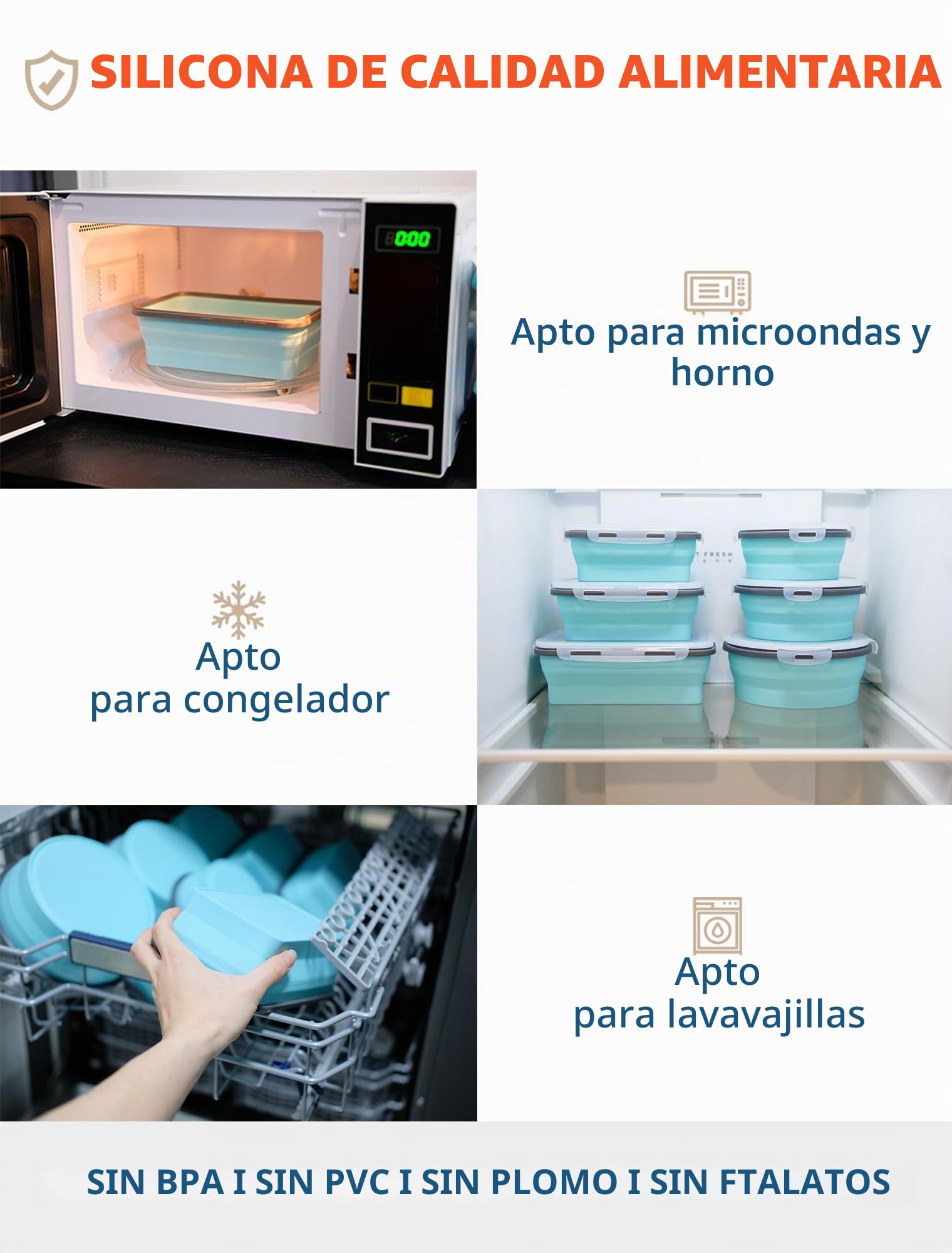 Lunememo 16 Recipientes Plegables de Silicona, Contenedores Plegables para Comida, Fiambrera Plegable para Camping, Sobras, Senderismo, Picnic, Sin BPA,Verde